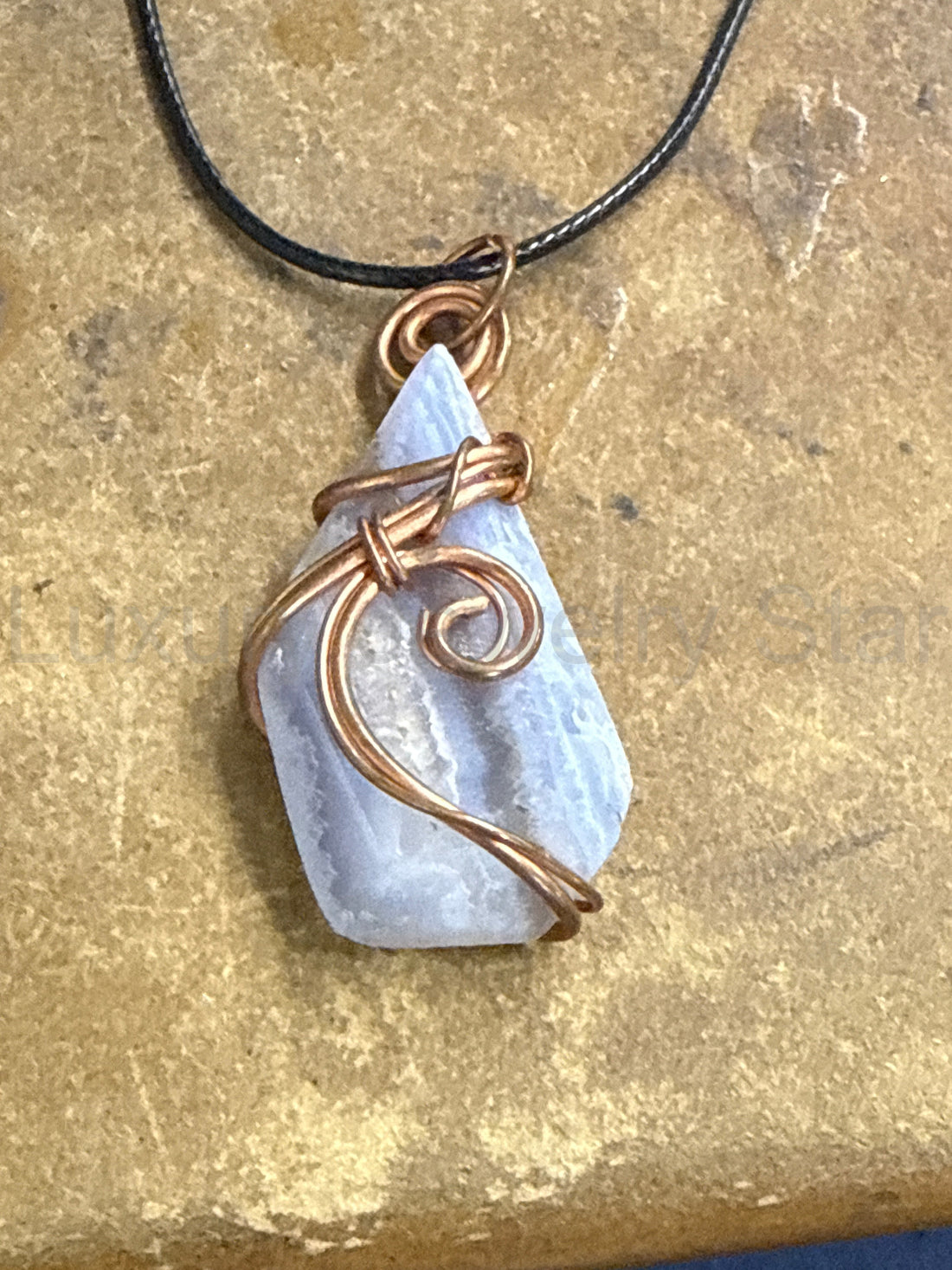 Blue lace agate necklace from Luxury Jewelry Star