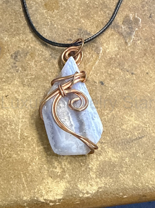 Blue lace agate necklace from Luxury Jewelry Star
