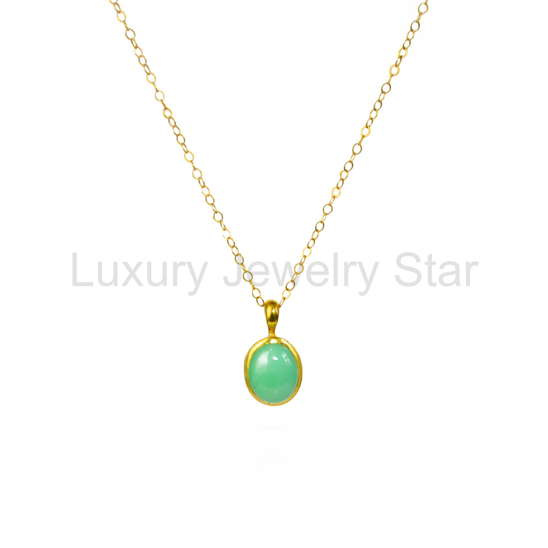 Mint green chrysoprase cabochon oval necklace from Luxury Jewelry Star