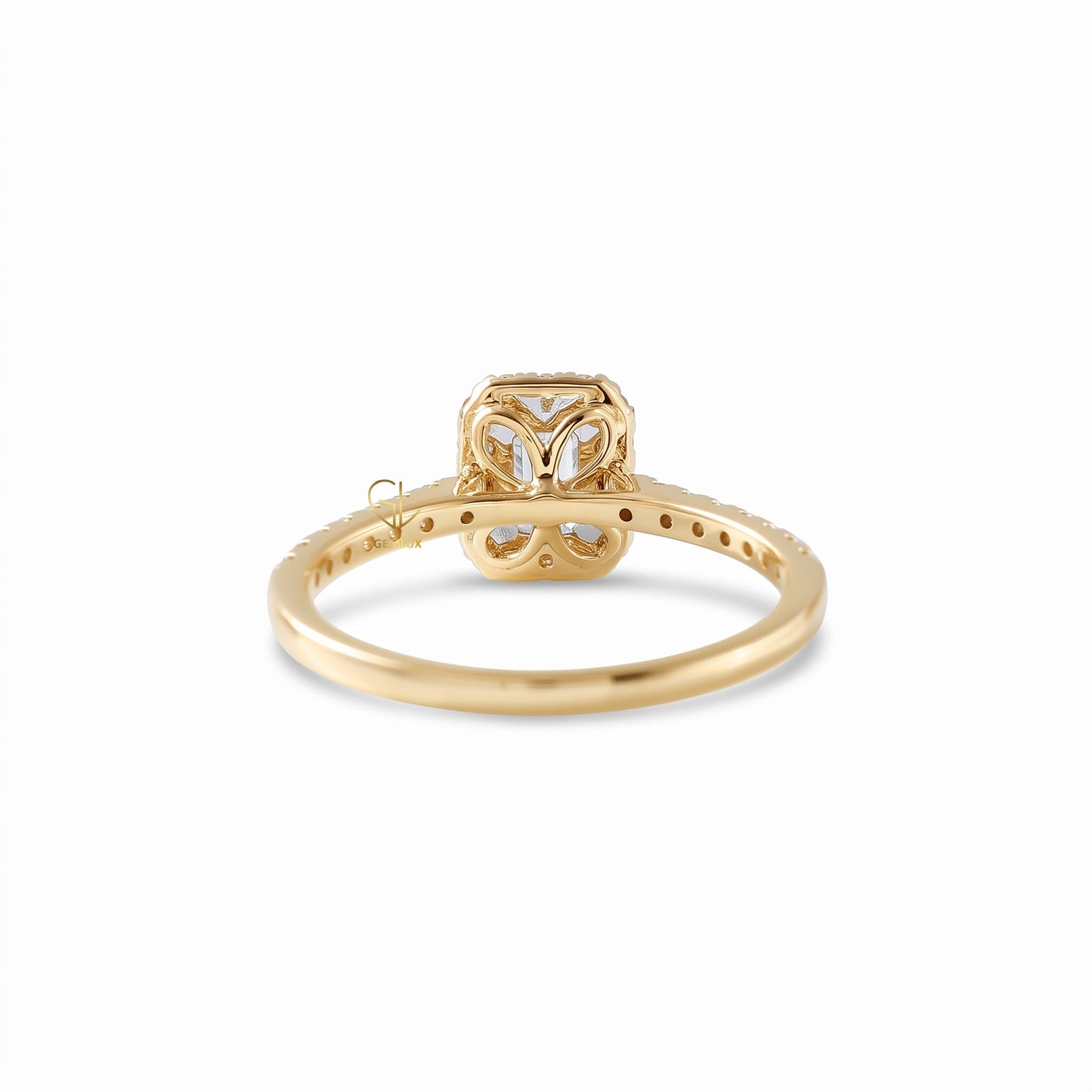 0.50 Ct Emerald Cut Lab Grown Diamond Halo Engagement Ring