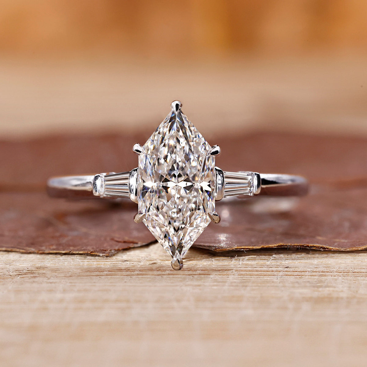 Dutch Marquise Diamond Ring in Three Stone Style