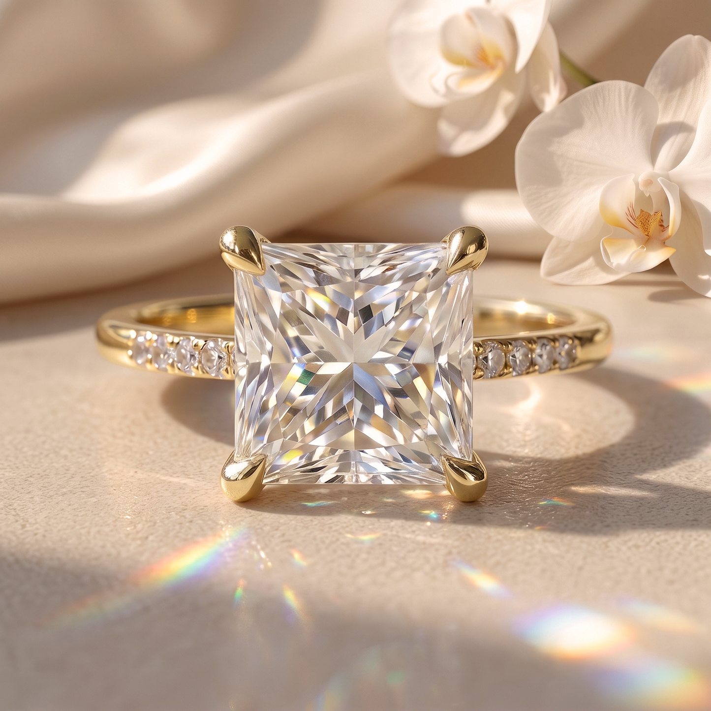 The Opaline - 5CT Princess Cut Pavé Solitaire Ring