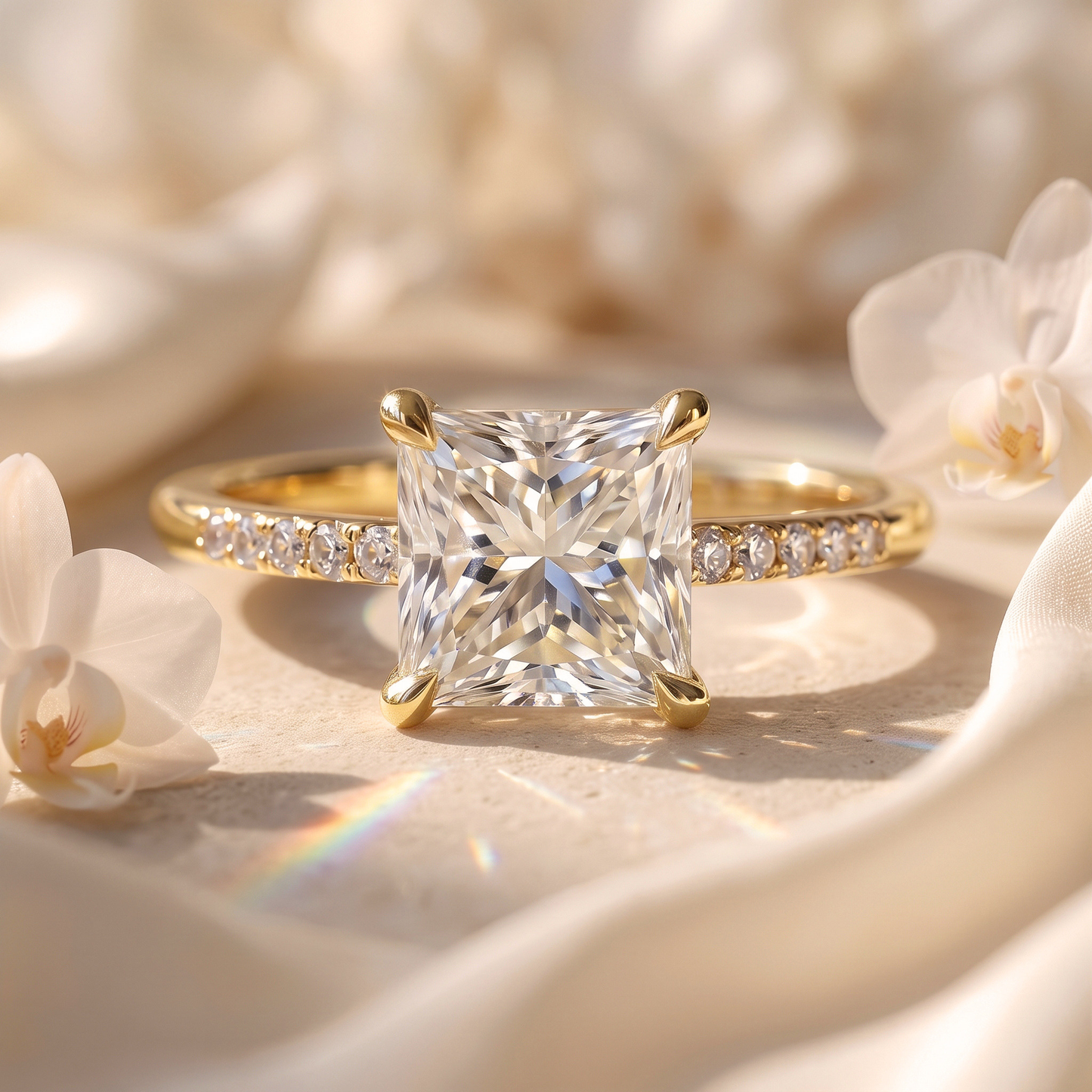 The Opaline - 2CT Princess Cut Pavé Solitaire Ring