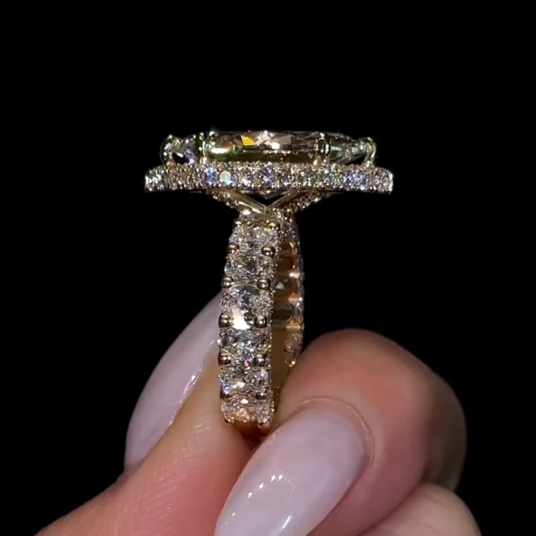 Elegant Halo Design Marquise Cut 5.0ct Engagement Ring In Sterling Silver