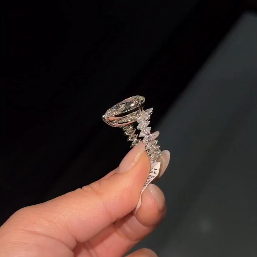 Spectacular 8.0ct Pear Cut Marquise Eternity Engagement Ring in Sterling Silver