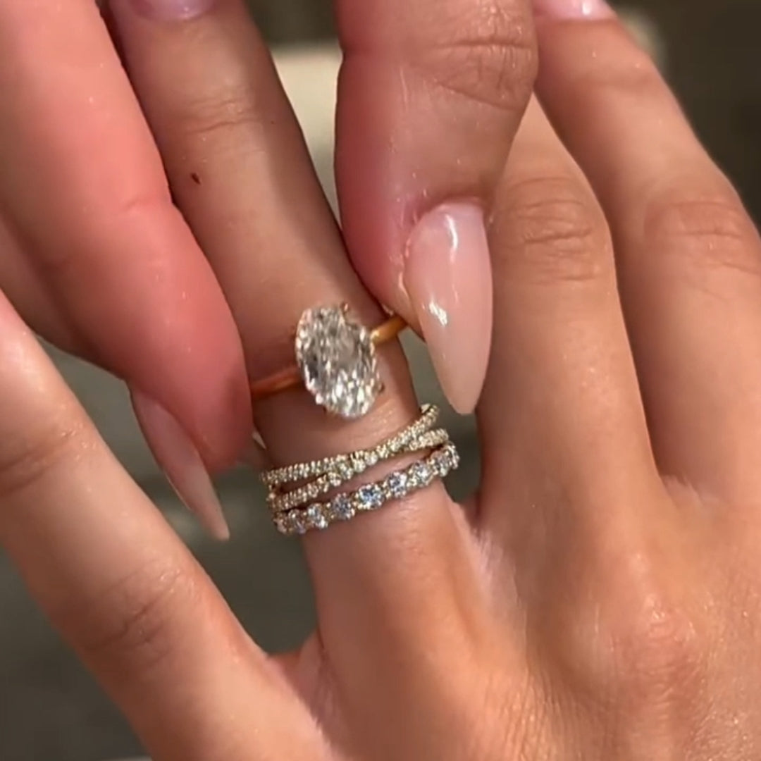 Luxurious Oval Cut 3PC Wedding Set In Sterling Silver