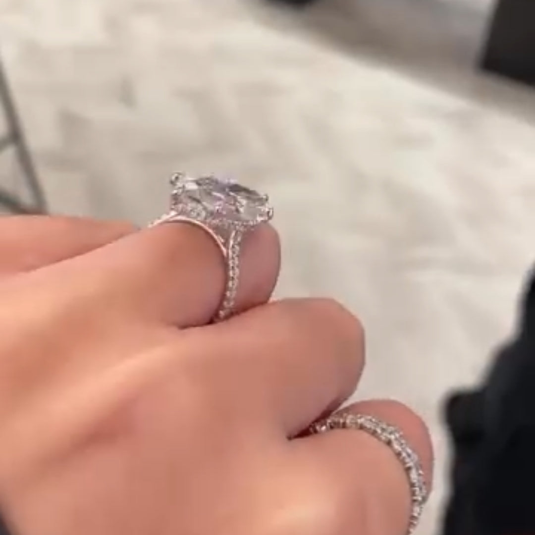 Mesmerizing Pave Marquise Cut 8.0ct Engagement Ring In Sterling Silver