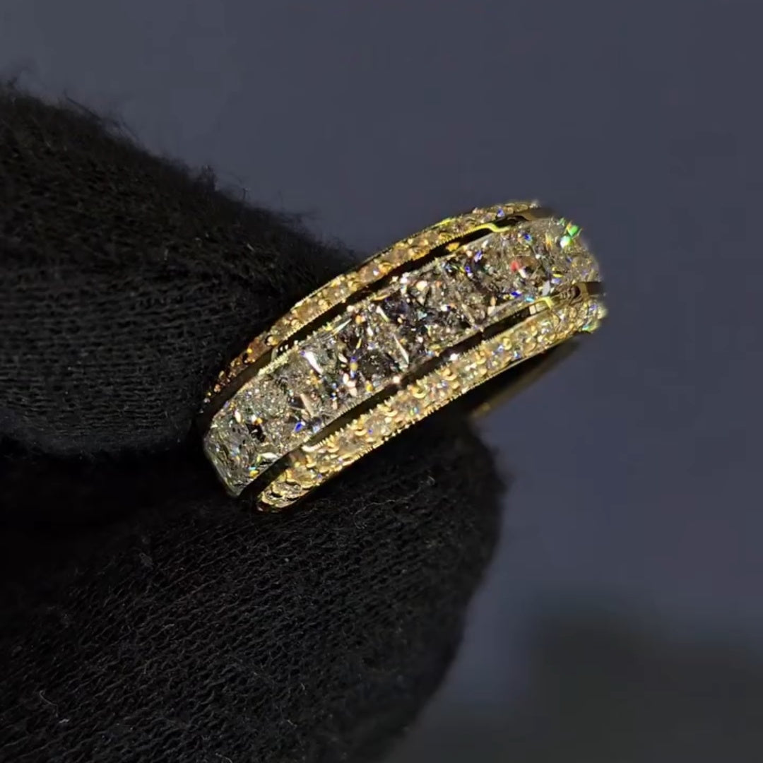 Bold Multi-Row Princess Cut Anniversary Band