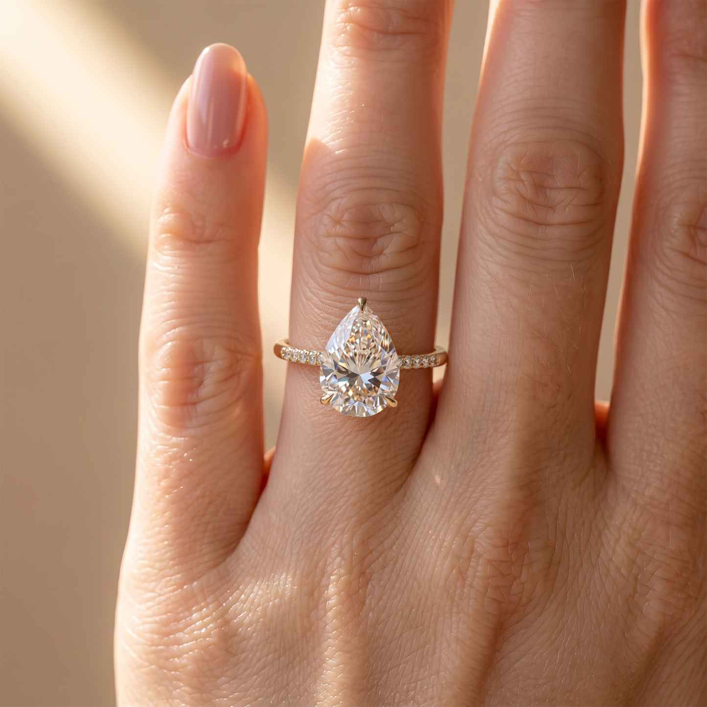 The Opaline - 5CT Pear Cut Pavé Solitaire Ring