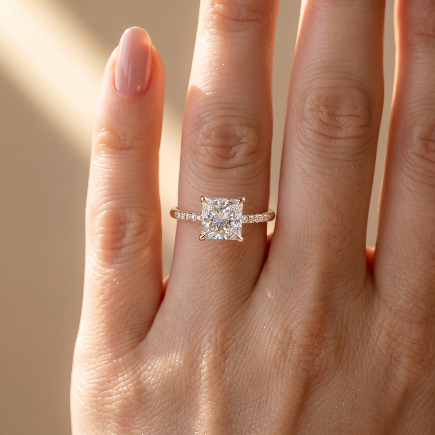 The Opaline - 2CT Princess Cut Pavé Solitaire Ring