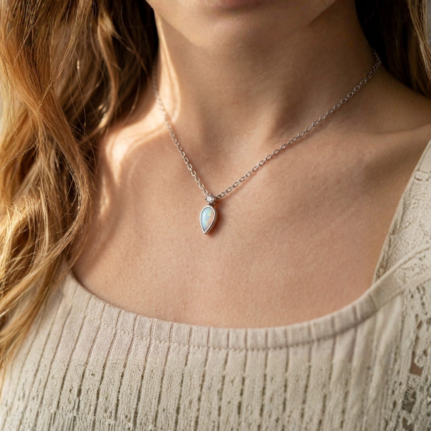 The Elyse White Opal Necklace