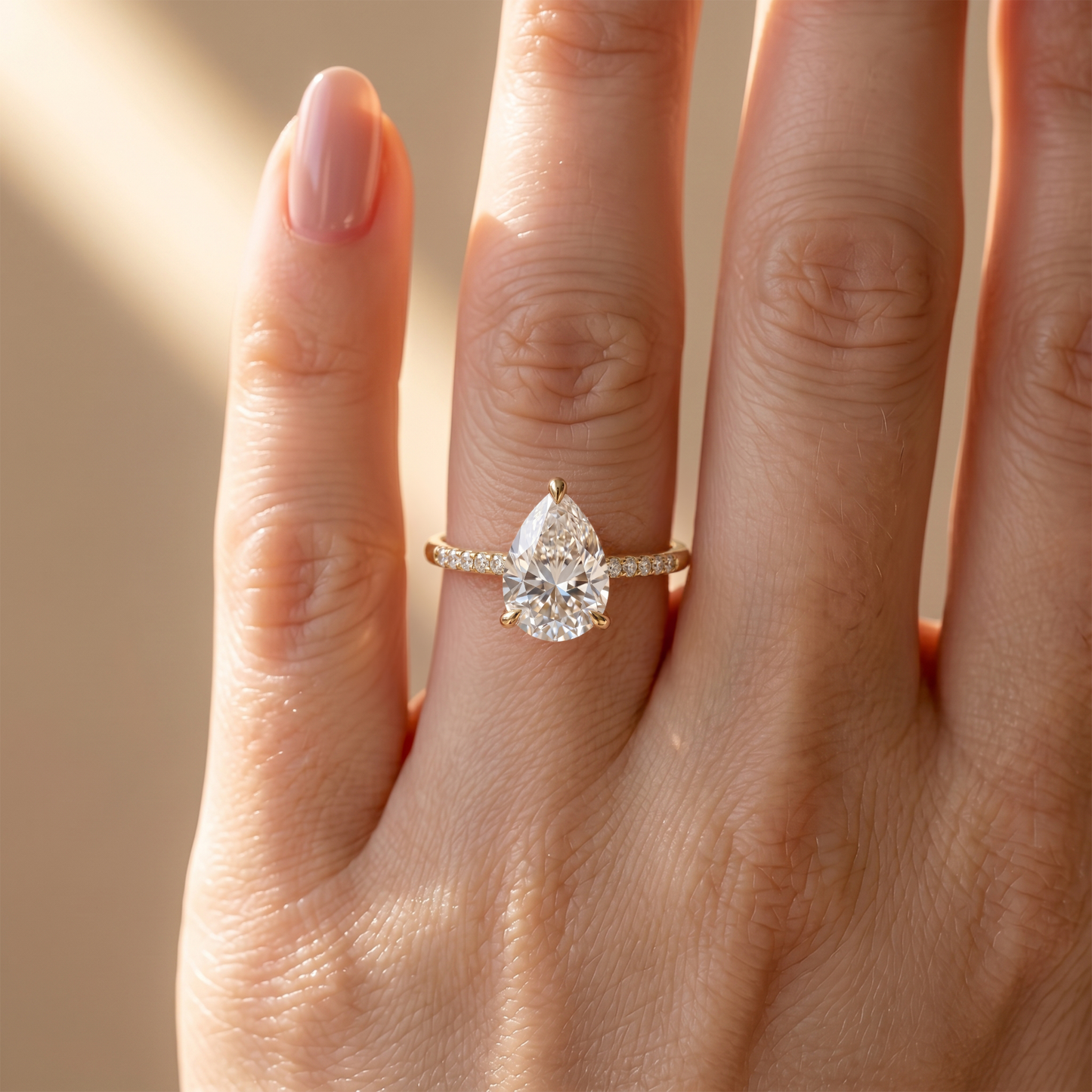 The Opaline - 3CT Pear Cut Pavé Solitaire Ring
