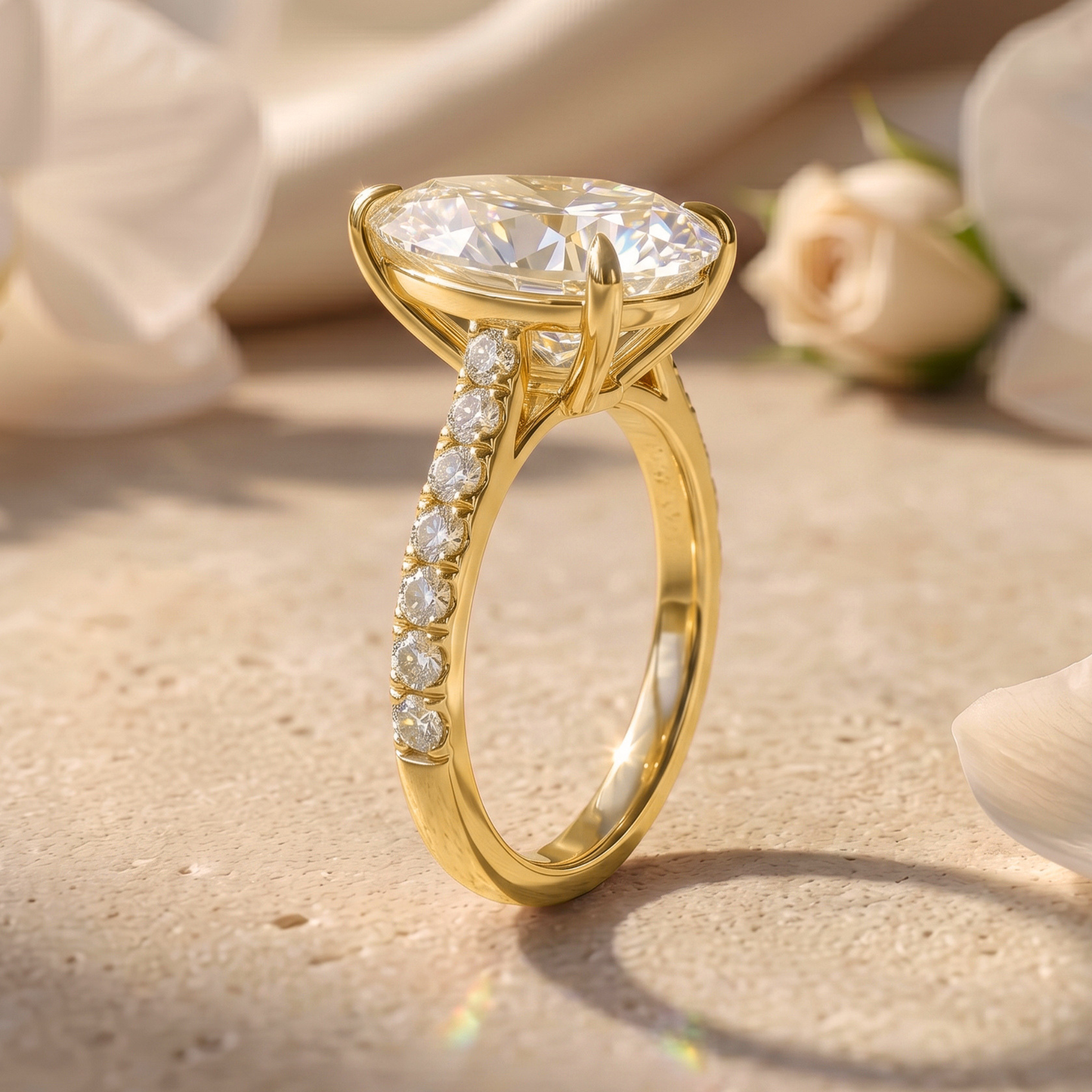 The Opaline - 5CT Pear Cut Pavé Solitaire Ring