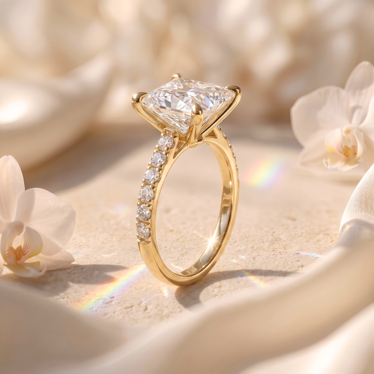 The Opaline - 2CT Princess Cut Pavé Solitaire Ring