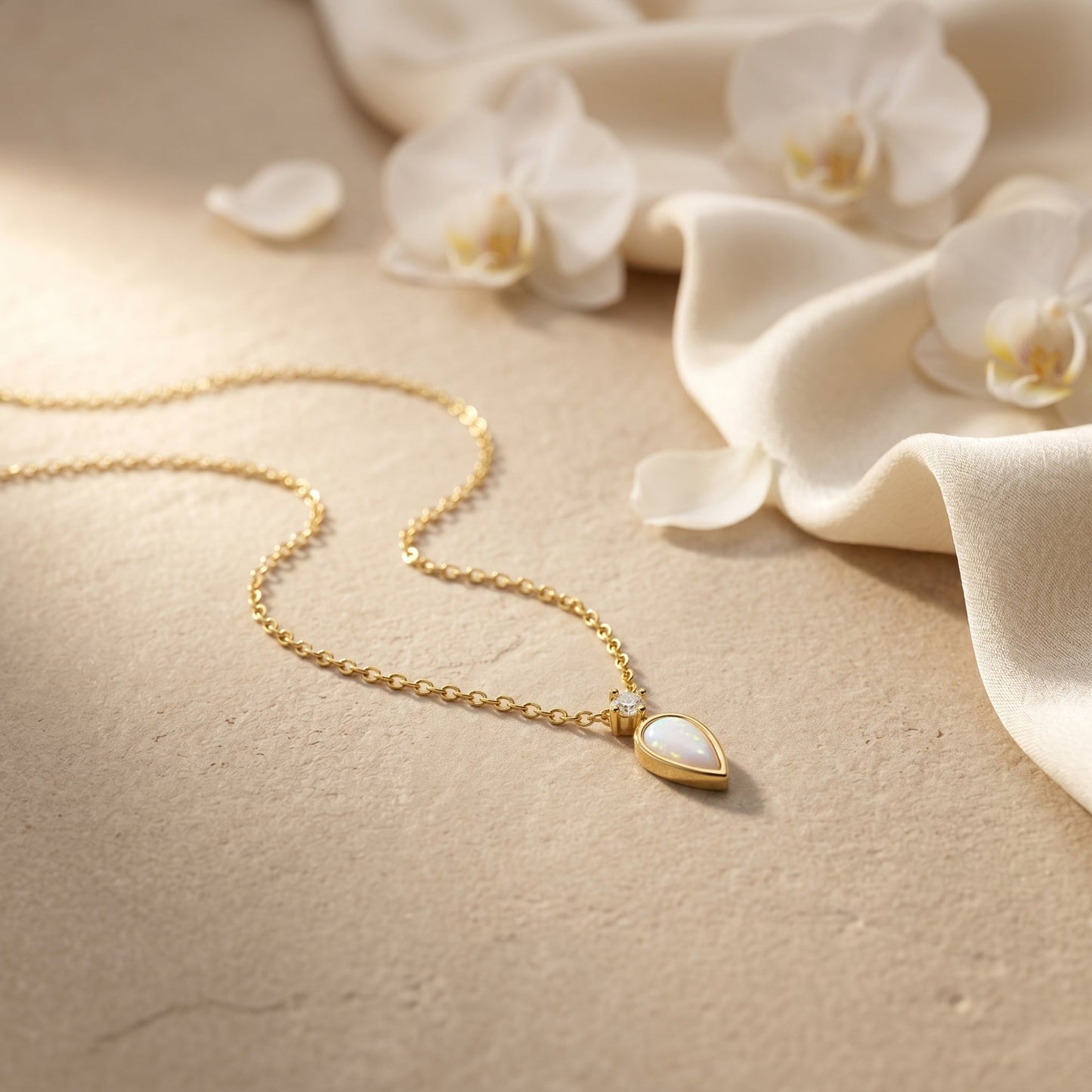 The Elyse White Opal Necklace