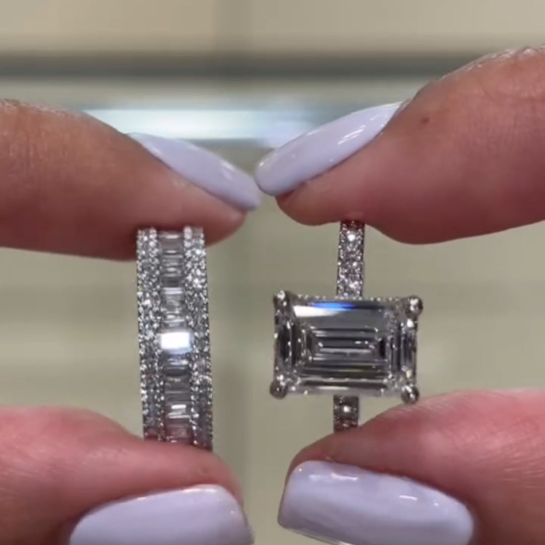 Solarii Alluring Emerald Cut Pave Set For Women In Sterling Silver
