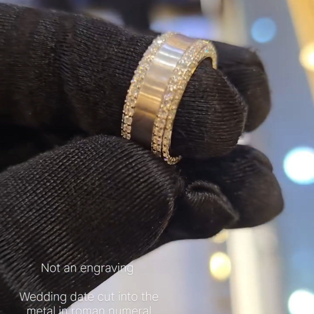 The "Sculpted Date" Solid Cut-Out Roman Numeral Band