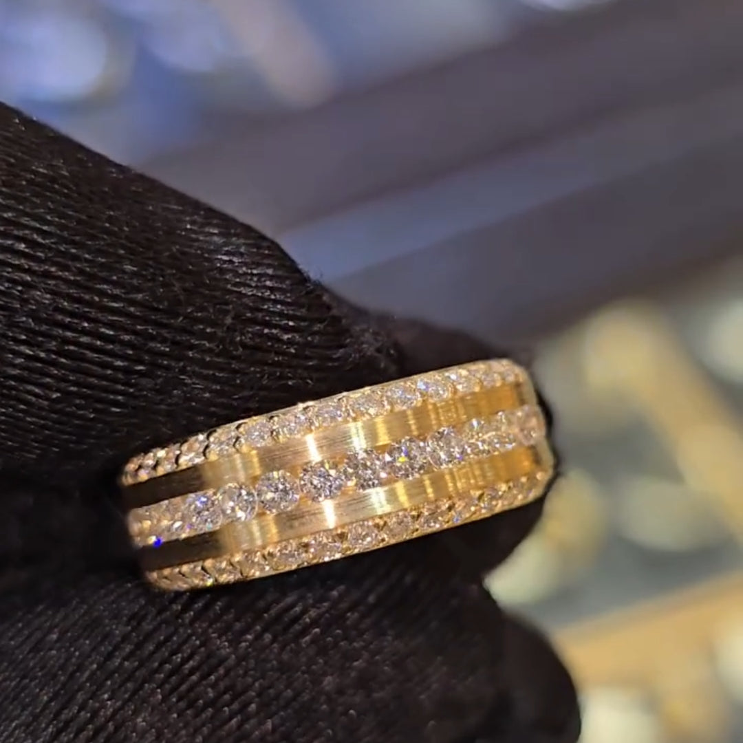 The "Equinox" Brushed & Pavé Statement Band