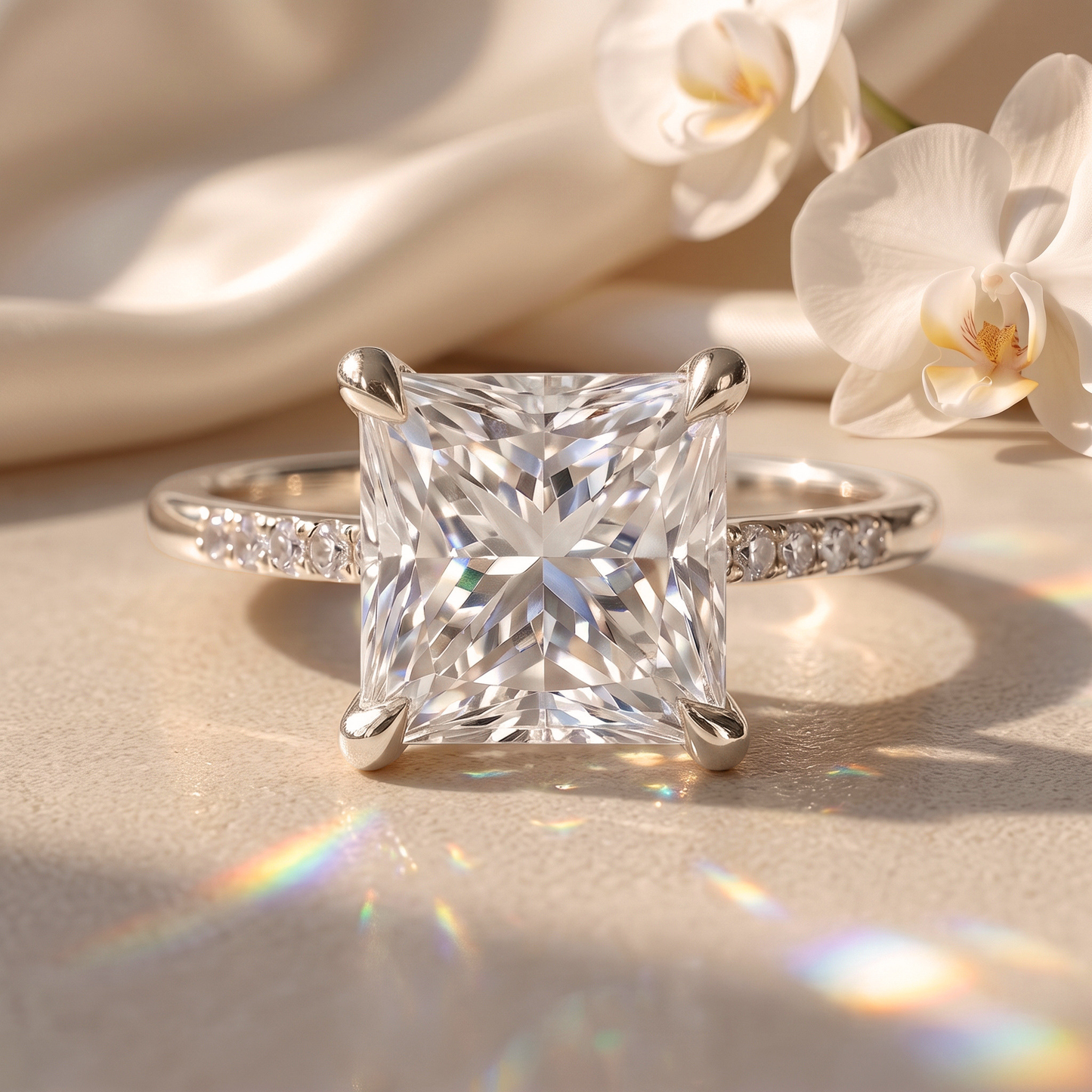 The Opaline - 5CT Princess Cut Pavé Solitaire Ring