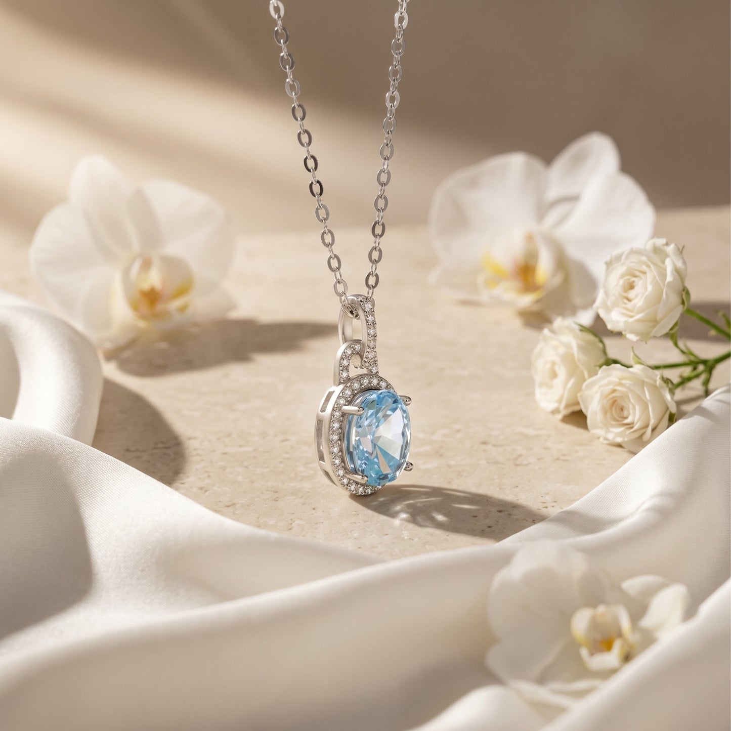 The Bianca Aquamarine Pendant Necklace
