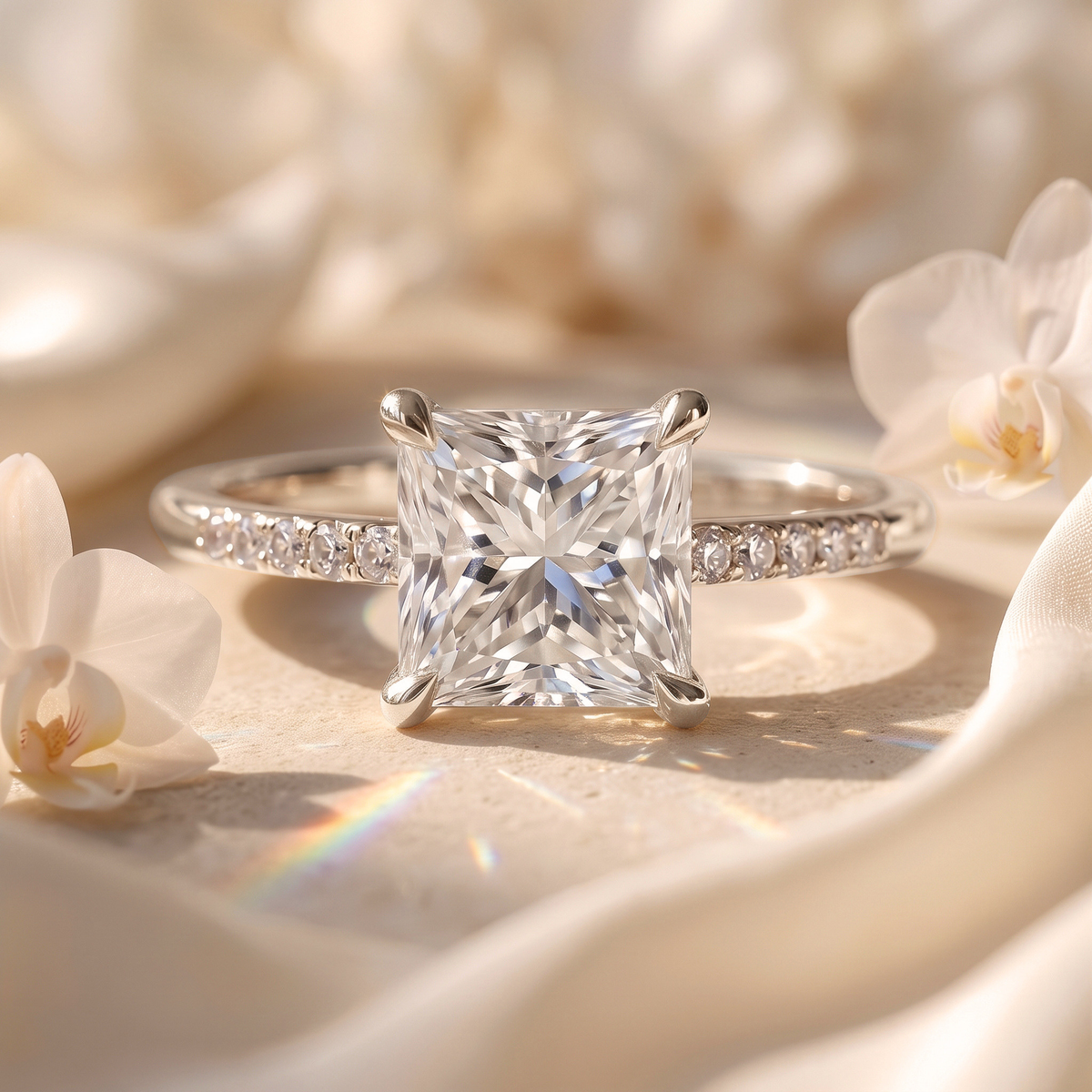The Opaline - 2CT Princess Cut Pavé Solitaire Ring
