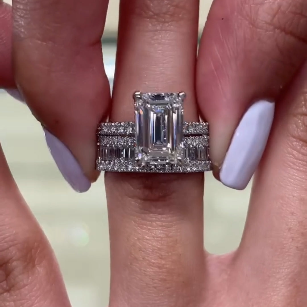Solarii Alluring Emerald Cut Pave Set For Women In Sterling Silver