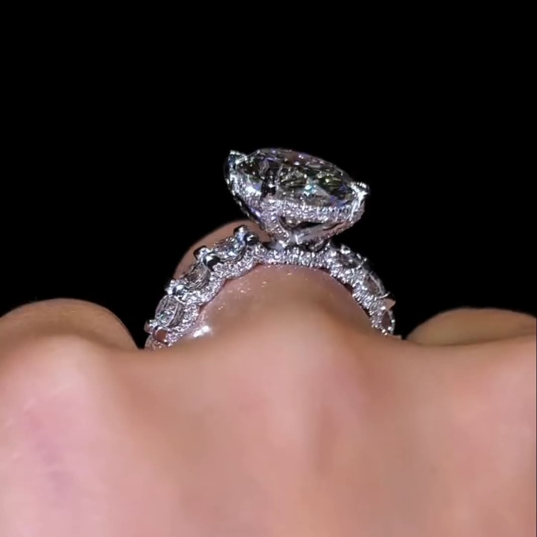 Preciously-crafted Pave Oval Cut 8.0ct Engagement Ring In Sterling Silver