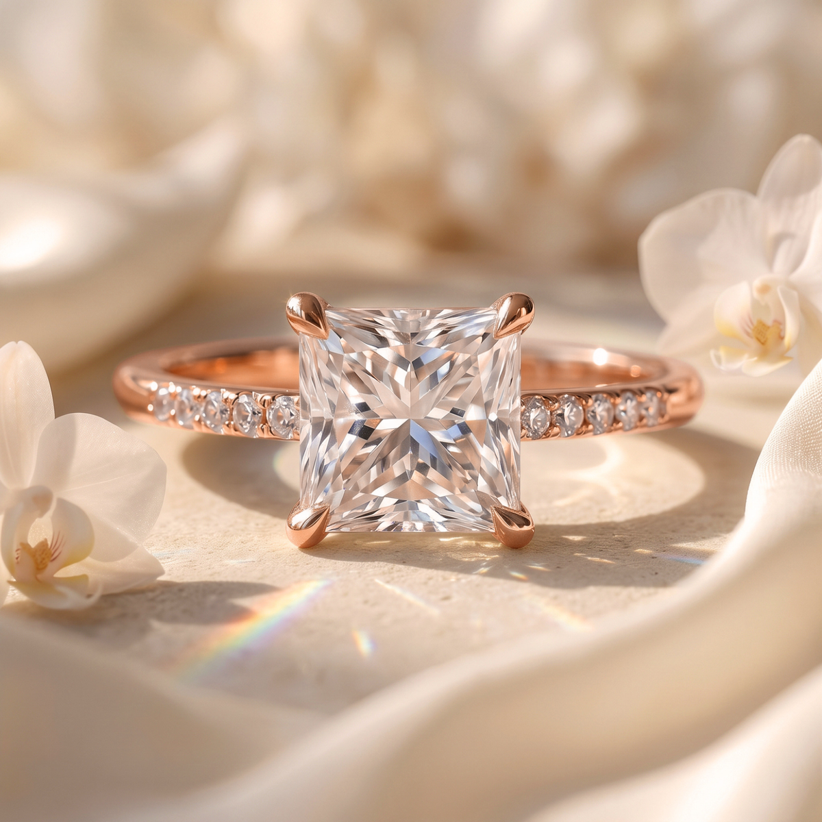 The Opaline - 2CT Princess Cut Pavé Solitaire Ring