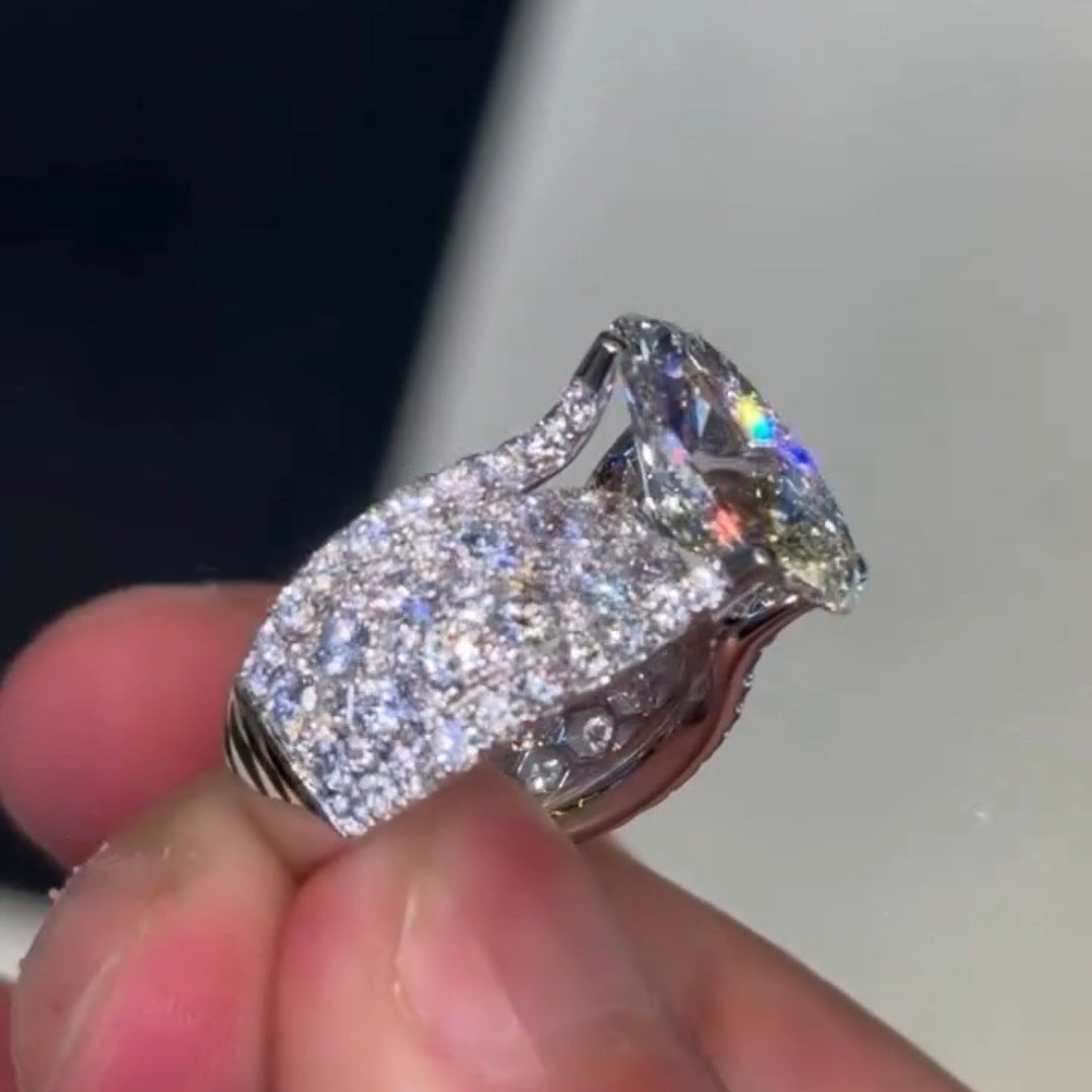 Gorgeous Oval Cut 5.0ct Sterling Silver Engagement Ring