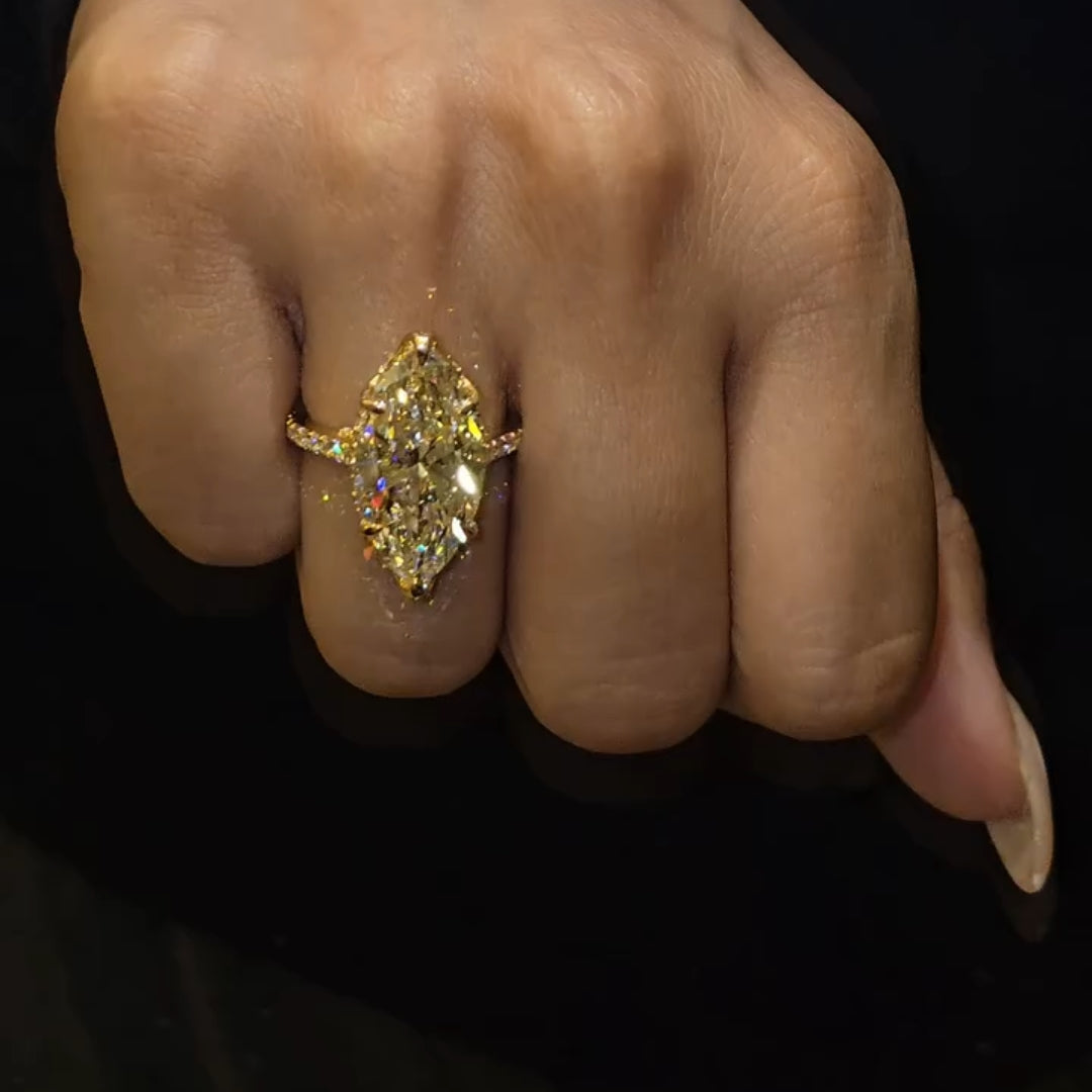 Majestic 8.0ct Marquise Cut Yellow Stone Pave Engagement Ring