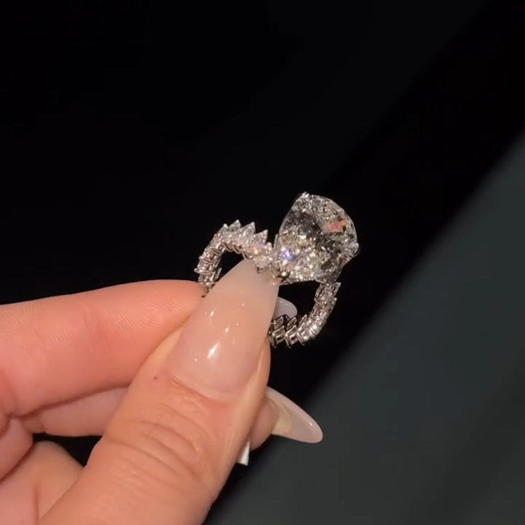 Spectacular 8.0ct Pear Cut Marquise Eternity Engagement Ring in Sterling Silver