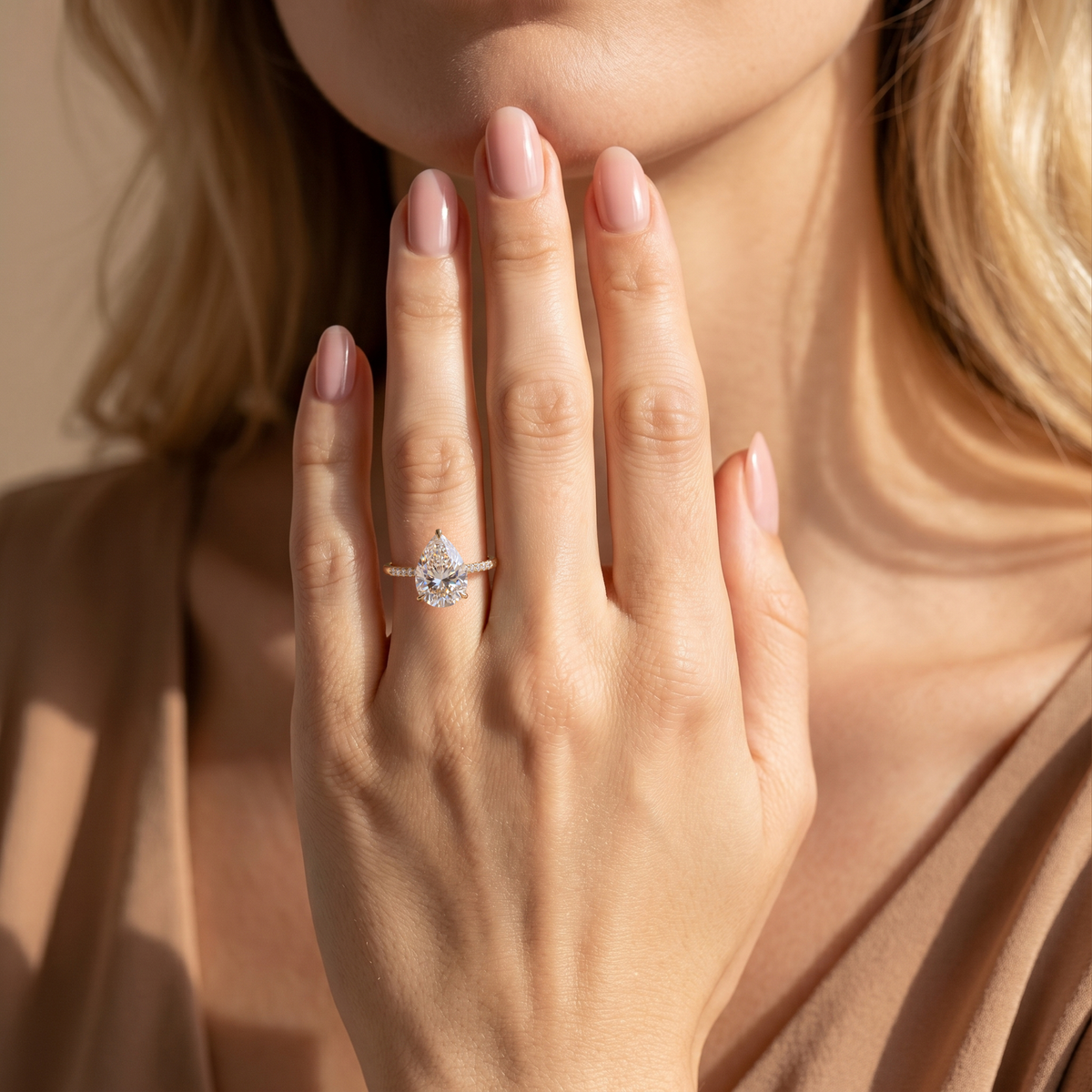 The Opaline - 5CT Pear Cut Pavé Solitaire Ring