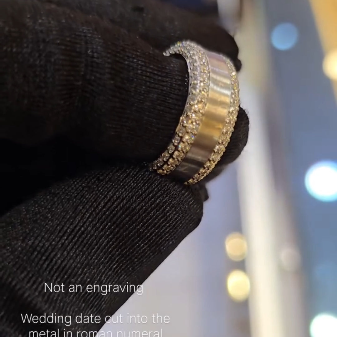 The "Sculpted Date" Solid Cut-Out Roman Numeral Band