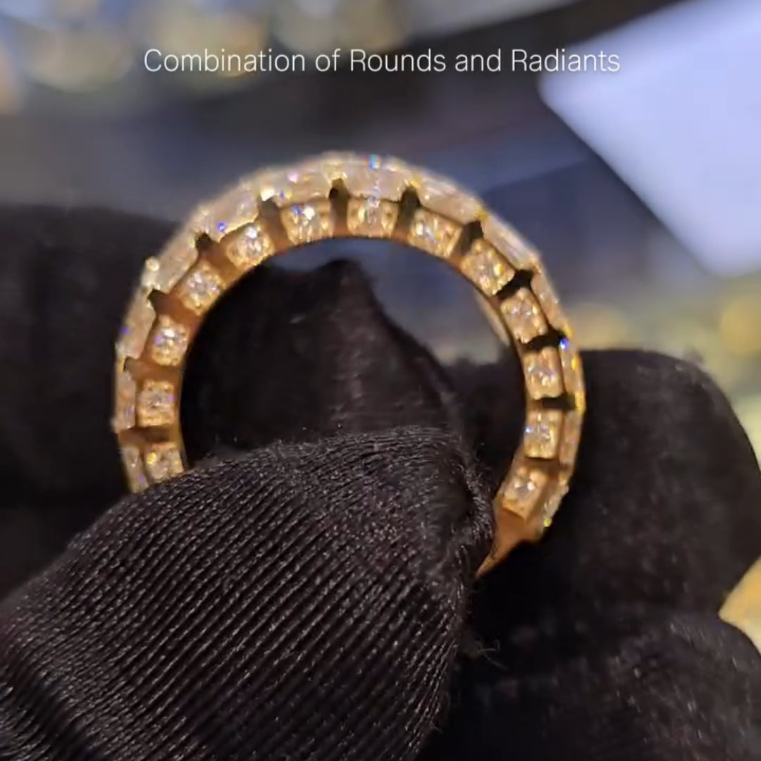 The "Monarch" Gold Multi-Row Diamond "Cigar" Statement Band