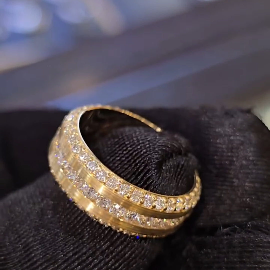 The "Equinox" Brushed & Pavé Statement Band