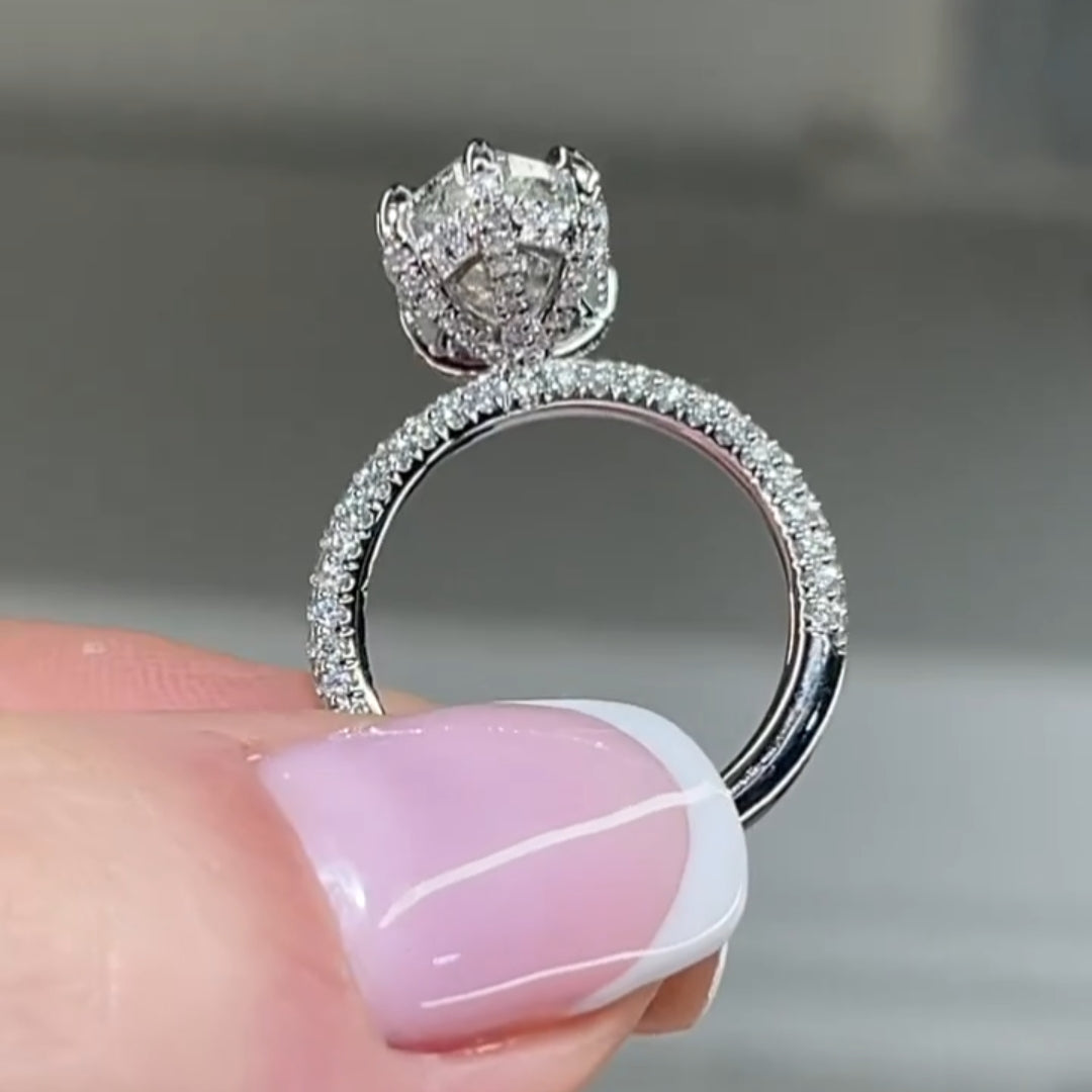 Deluxe Hidden Halo Marquise Cut 5.0ct Engagement Ring In Sterling Silver