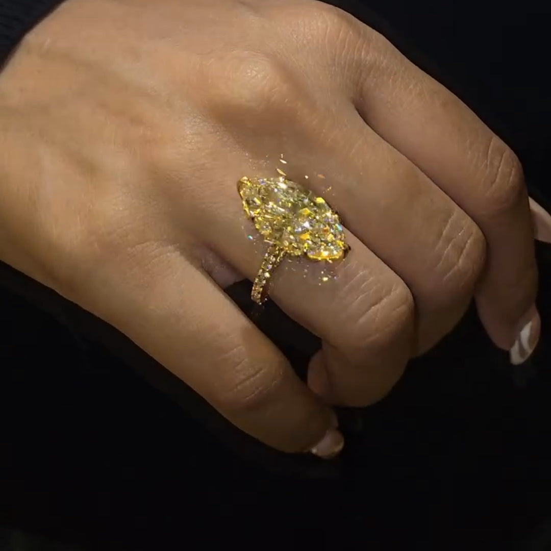 Majestic 8.0ct Marquise Cut Yellow Stone Pave Engagement Ring