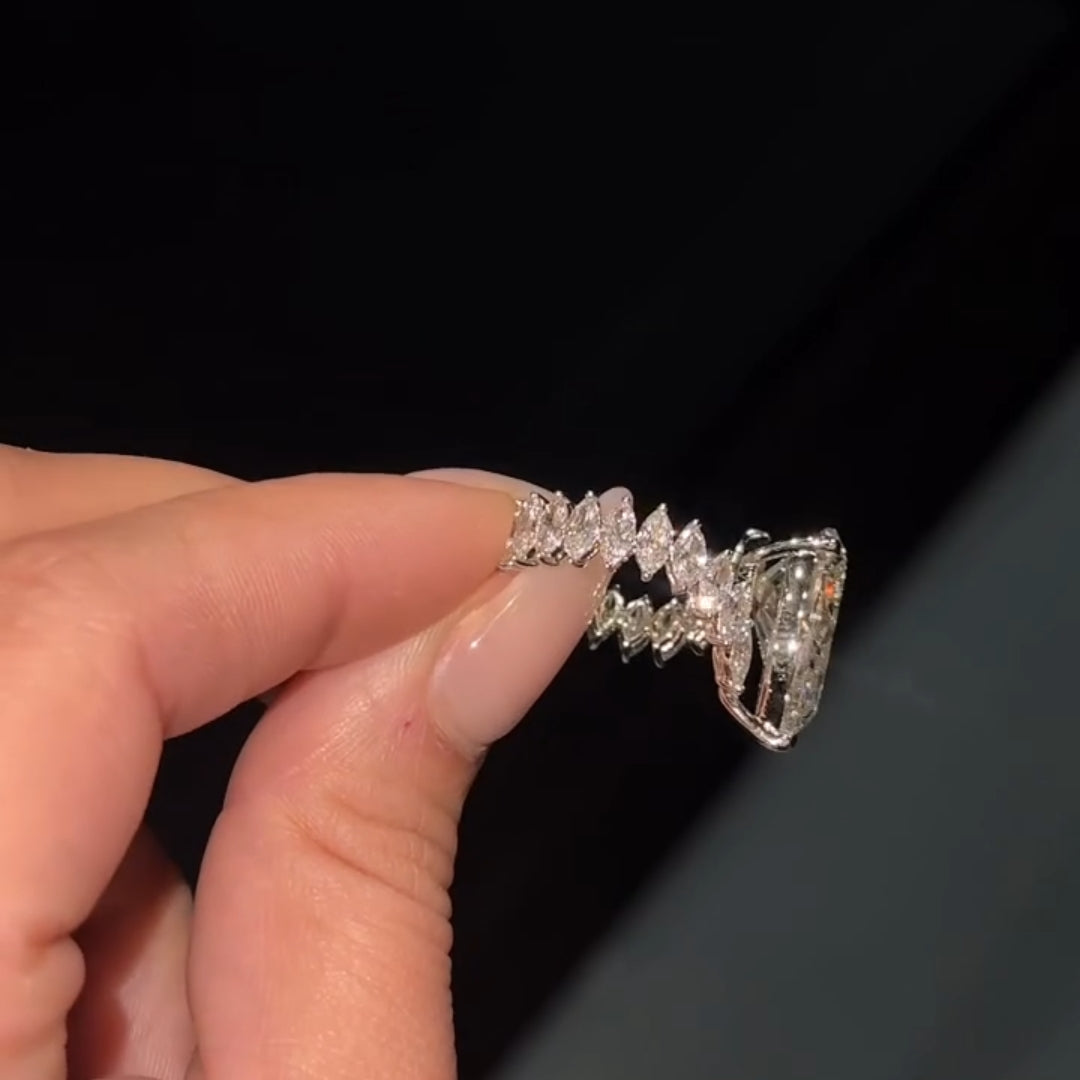 Spectacular 8.0ct Pear Cut Marquise Eternity Engagement Ring in Sterling Silver