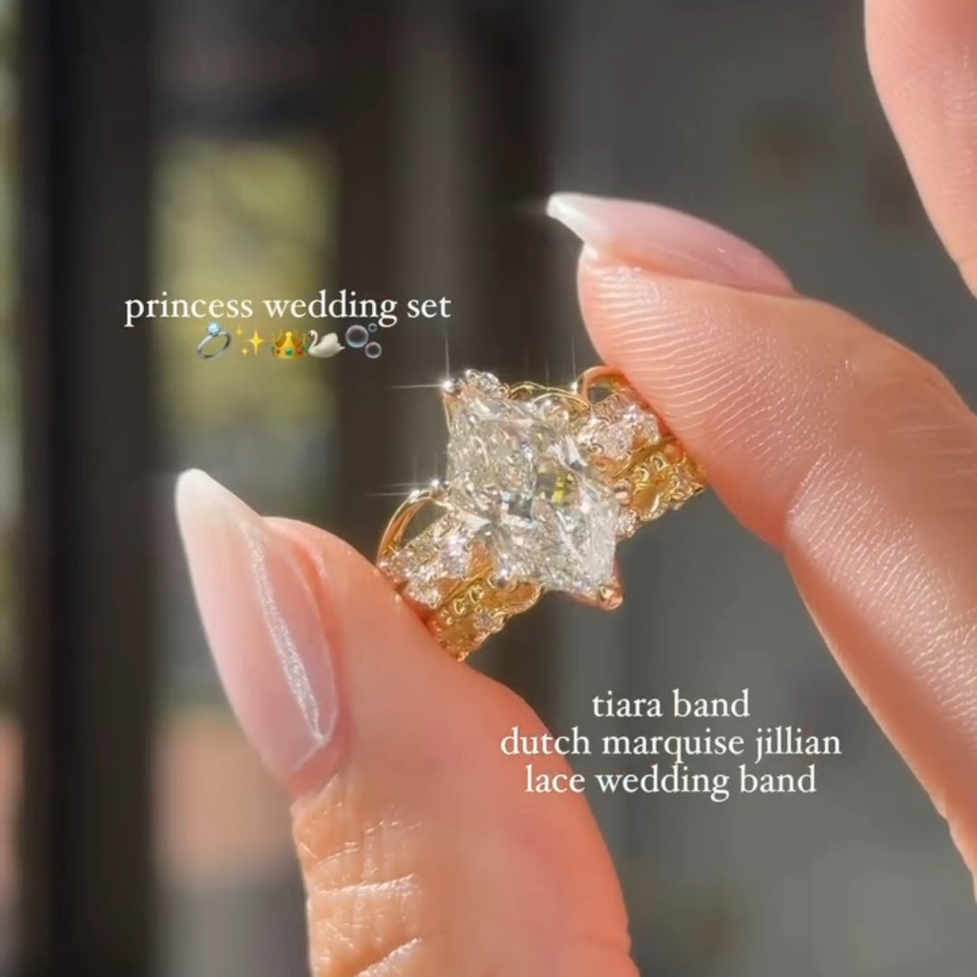 Exquisite 3.0ct Marquise Cut Jillian Lace 3PC Wedding Ring Set in Sterling Silver