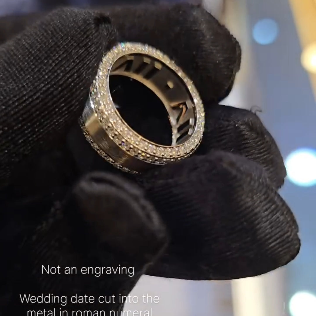 The "Sculpted Date" Solid Cut-Out Roman Numeral Band