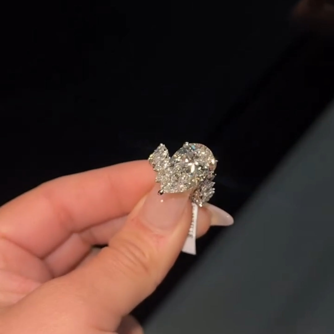 Spectacular 8.0ct Pear Cut Marquise Eternity Engagement Ring in Sterling Silver