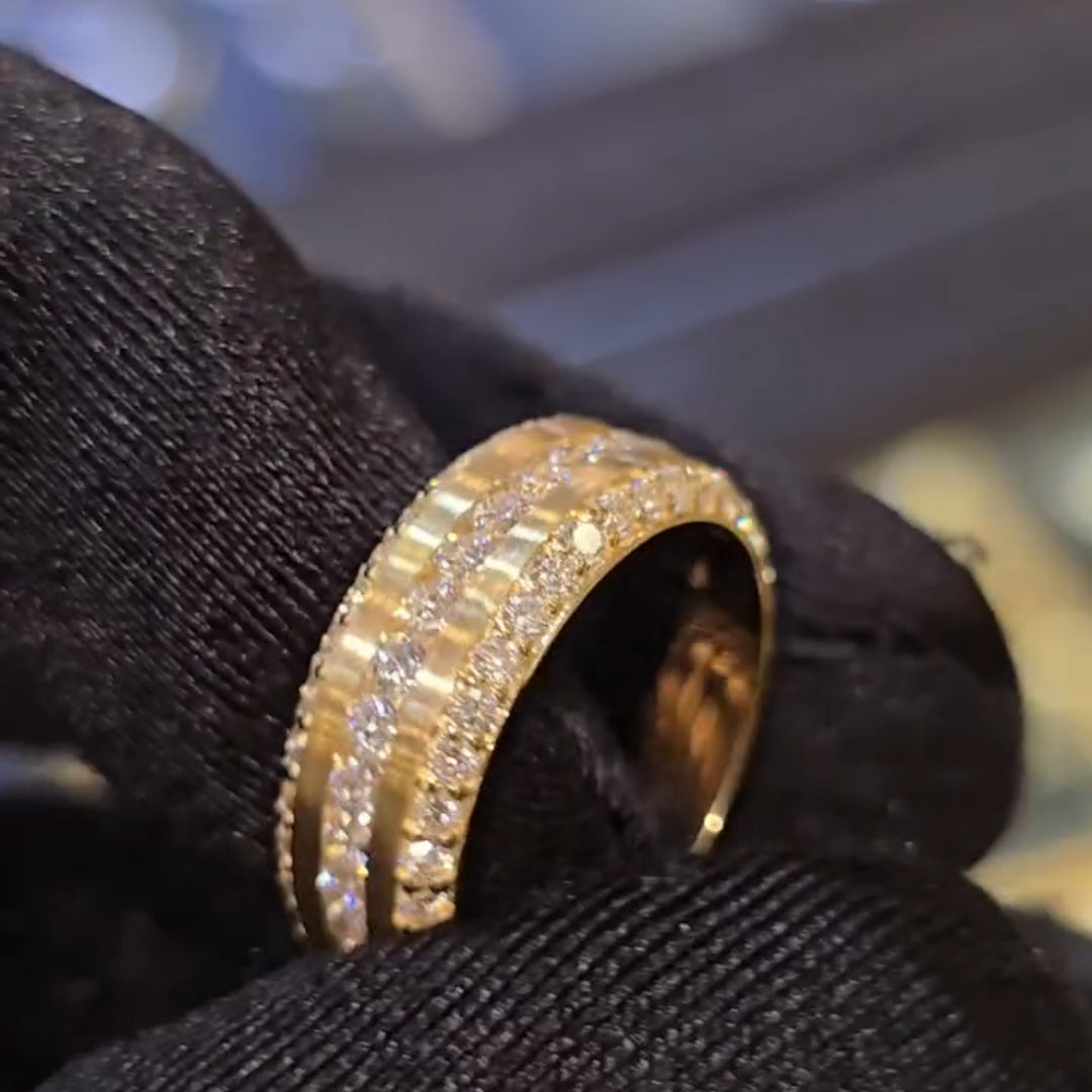The "Equinox" Brushed & Pavé Statement Band