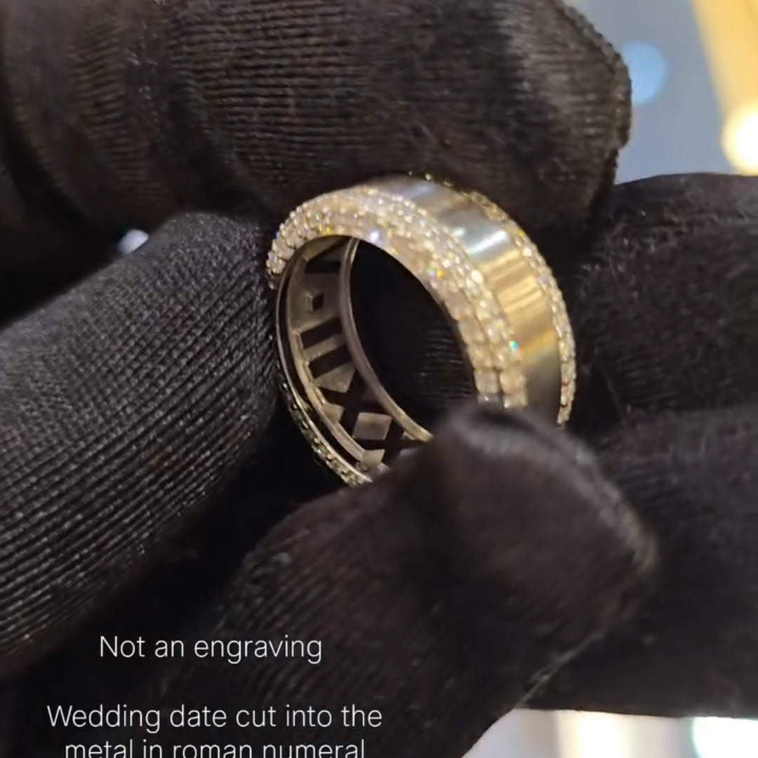 The "Sculpted Date" Solid Cut-Out Roman Numeral Band