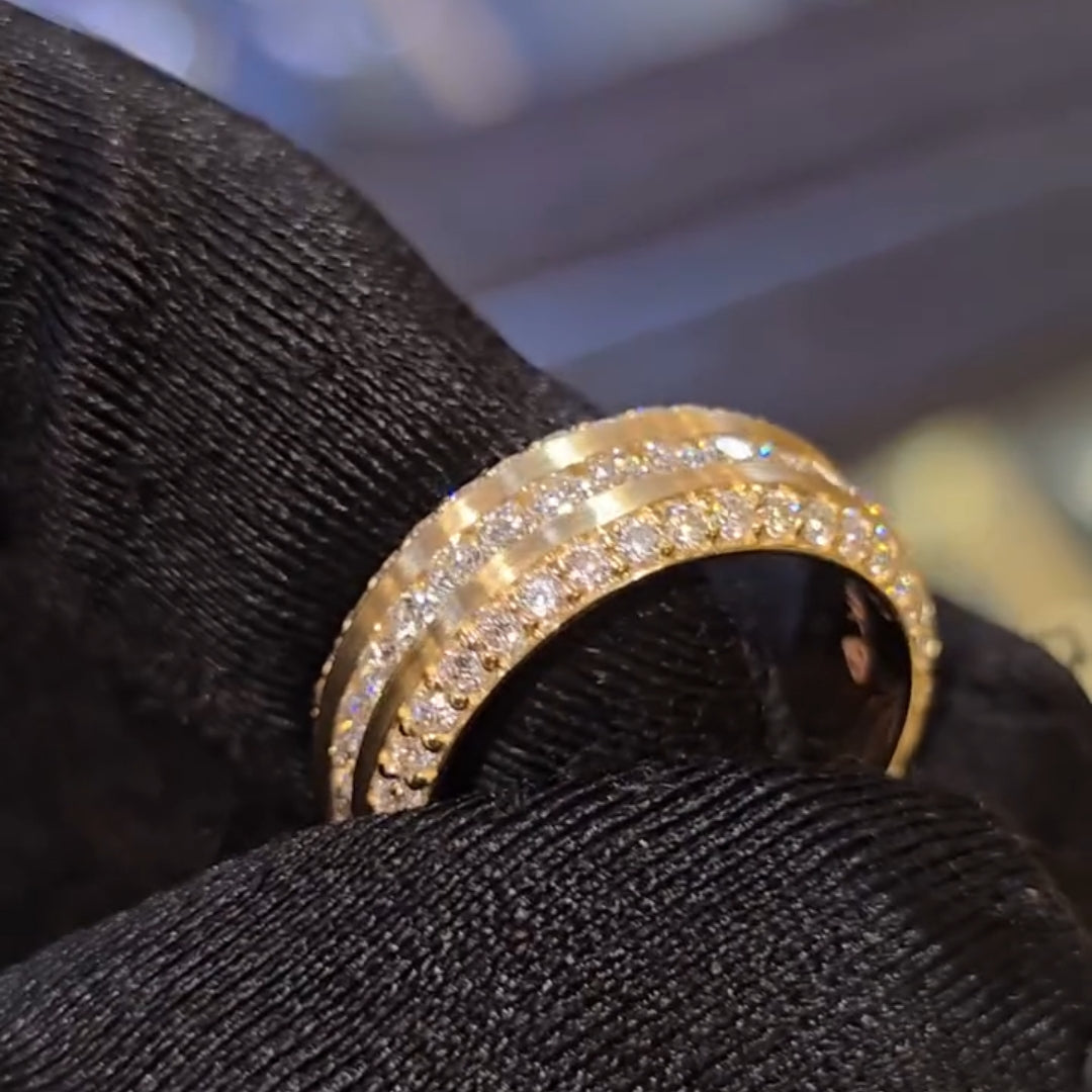 The "Equinox" Brushed & Pavé Statement Band