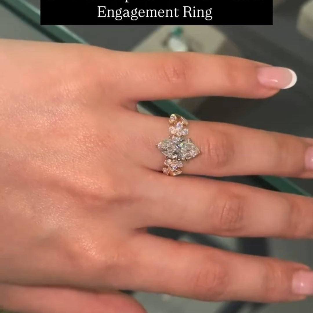 Gorgeous Vintage-Inspired 2.0ct Marquise Cut Cluster Ring In Sterling Silver