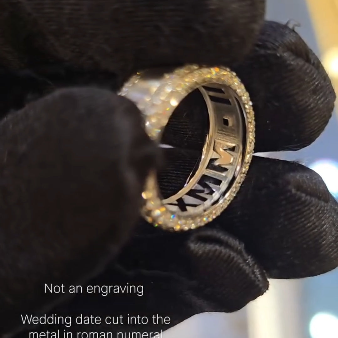 The "Sculpted Date" Solid Cut-Out Roman Numeral Band