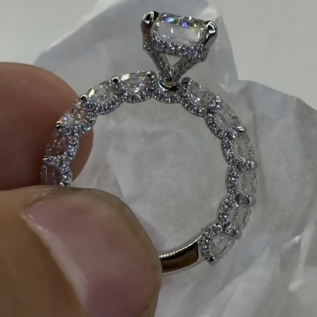 Timeless 5.0ct Emerald Cut Pavé Engagement Ring In Sterling Silver