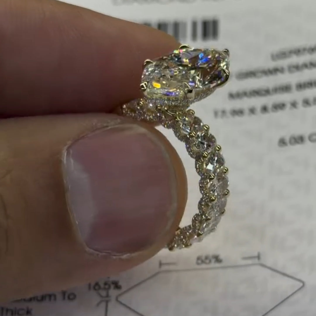 Breathtaking 5.0ct Marquise Cut Pavé Engagement Ring In Sterling Silver
