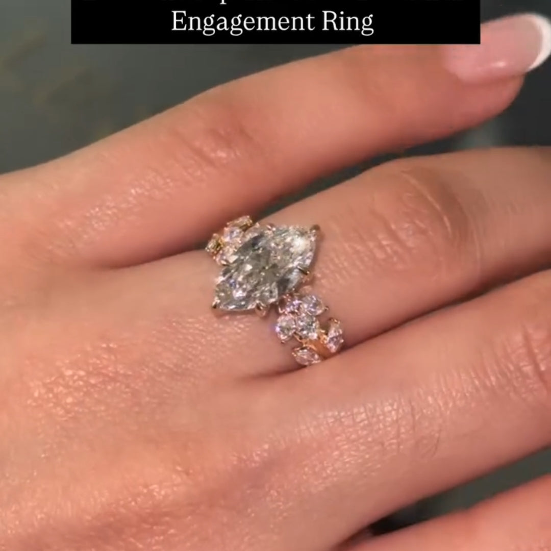 Gorgeous Vintage-Inspired 2.0ct Marquise Cut Cluster Ring In Sterling Silver