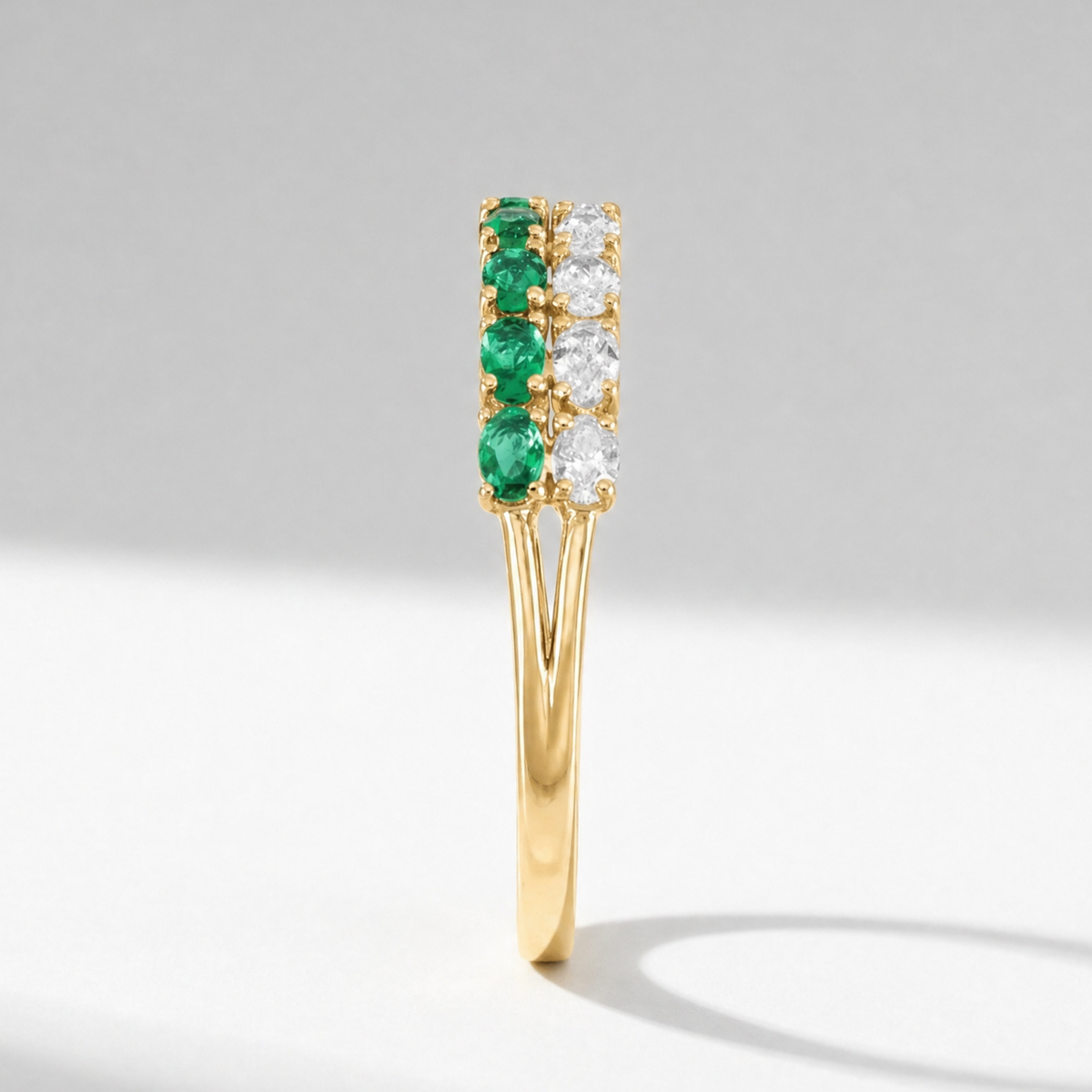 The Green and White Band | Lab-Grown Emerald and Diamond